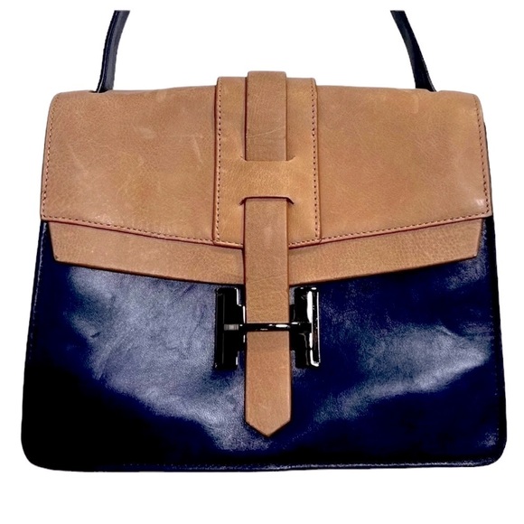 Navy and Brown Halston Heritage purse in excellent condition. - Picture 1 of 11